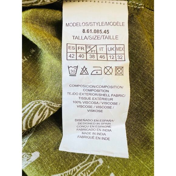 NEW MDM Top Animal Print Zebra Green Shirt Blouse Size Large Short Sleeves - Picture 11 of 13